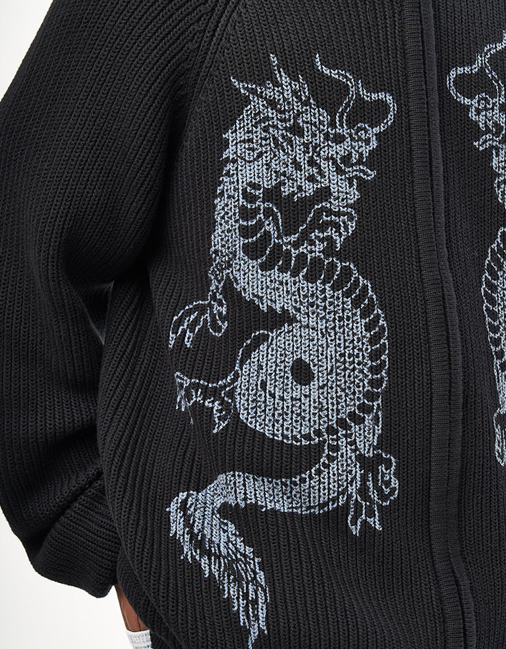 Butter Goods Dragon Zip-Thru Knit Sweater - Black