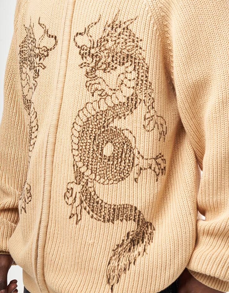 Butter Goods Dragon Zip-Thru Knit Sweater - Sand