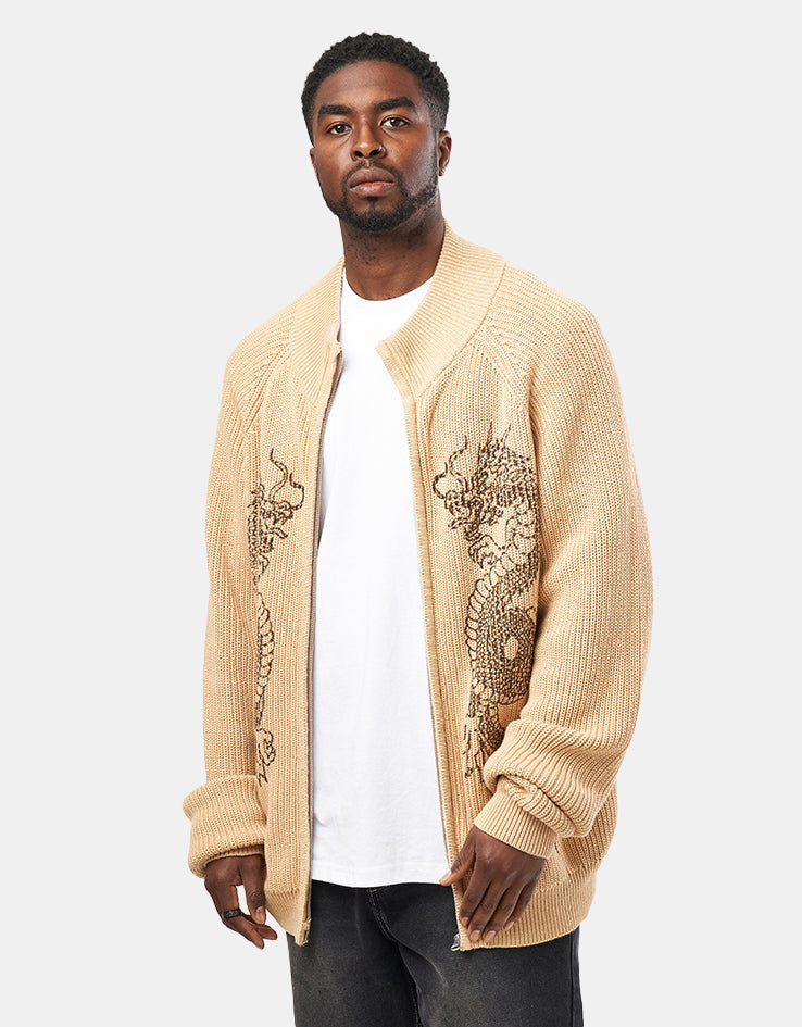 Butter Goods Dragon Zip-Thru Knit Sweater - Sand