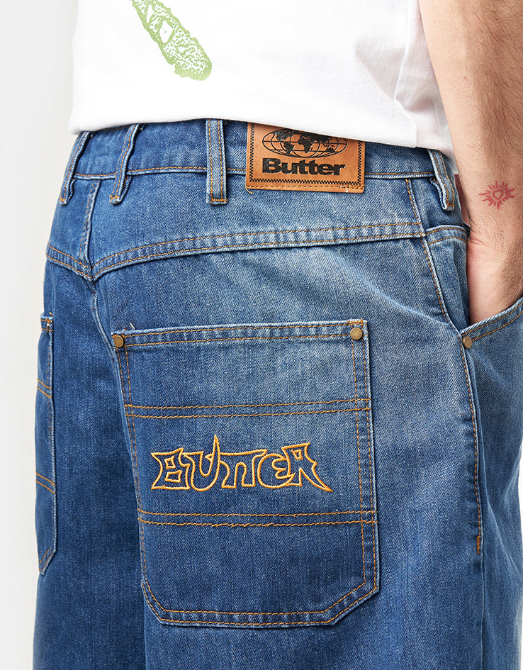 Butter Goods Encounter Denim Shorts - Washed Slub Blue