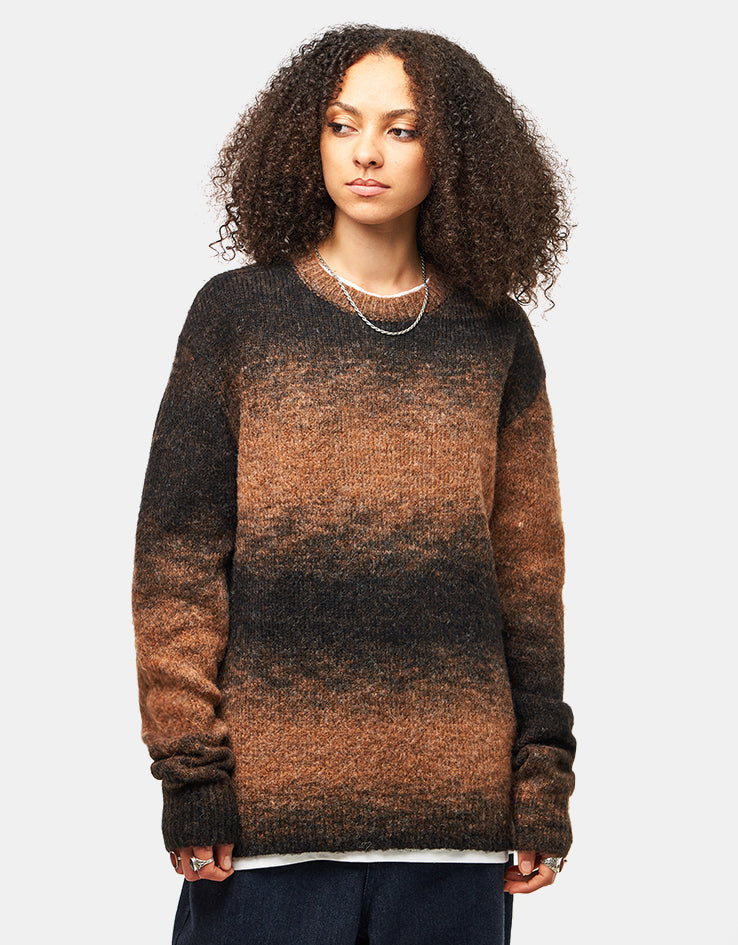 Route One Ombre Wool Blend Crew Knit - Brown