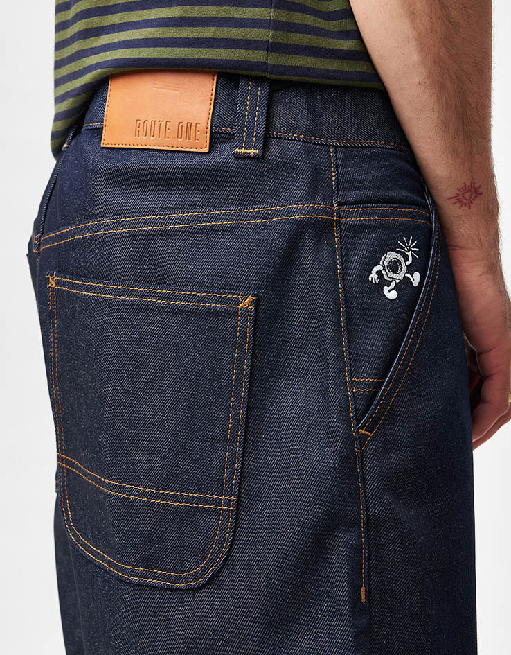 Route One Super Baggy Jorts - Raw Denim