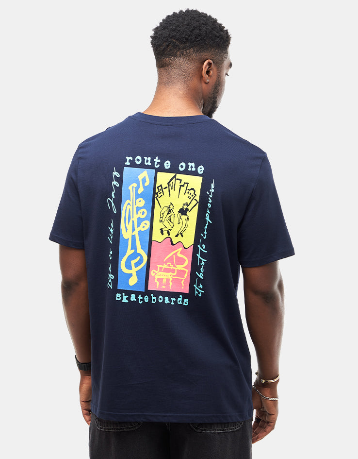 Route One Improvise Organic T-Shirt - French Navy