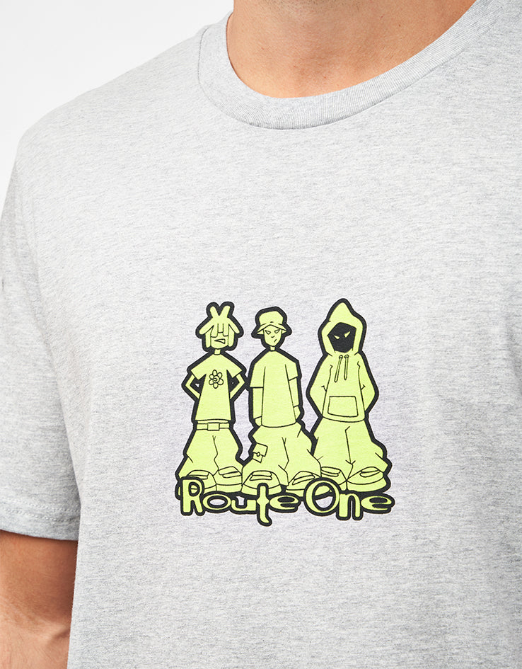 Route One Baggy Crew Organic T-Shirt - Heather Grey