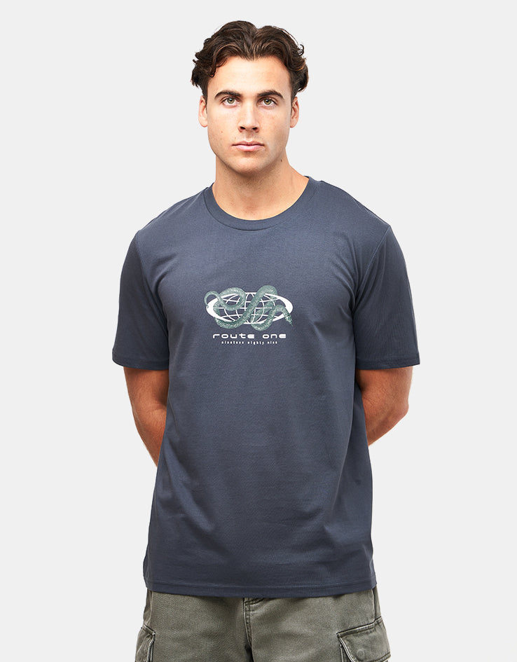Route One Snake Organic T-Shirt - India Ink Grey