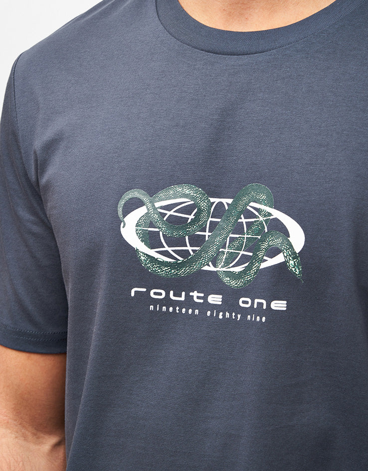 Route One Snake Organic T-Shirt - India Ink Grey