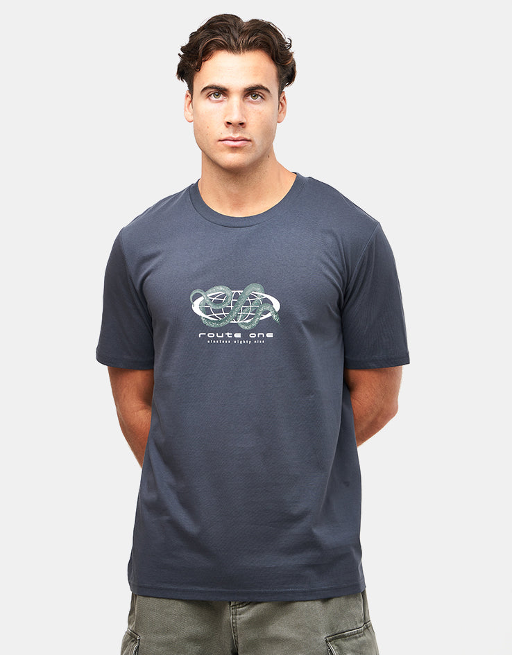 Route One Snake Organic T-Shirt - India Ink Grey
