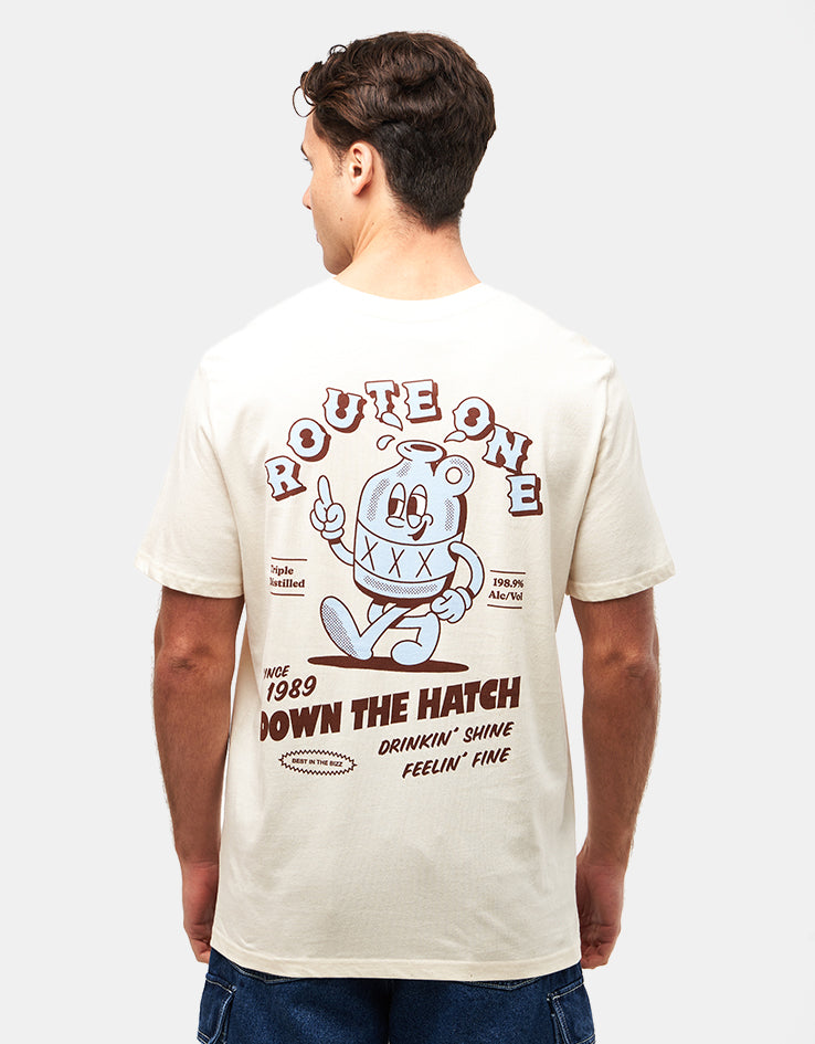 Route One Down The Hatch Organic T-Shirt - Natural Raw
