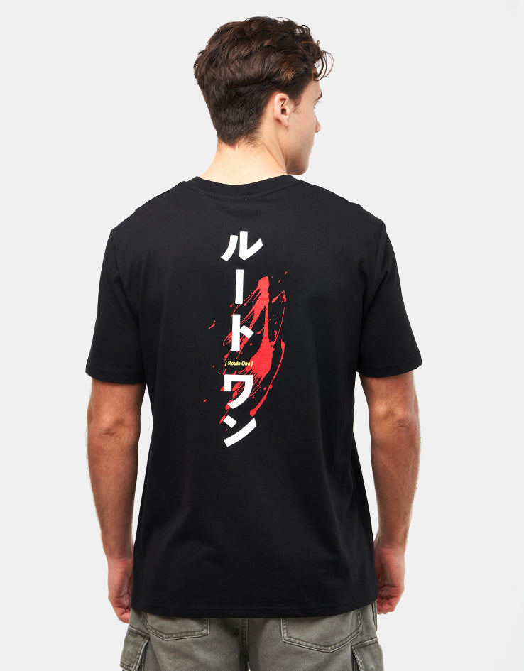 Route One Katakana Organic T-Shirt - Black
