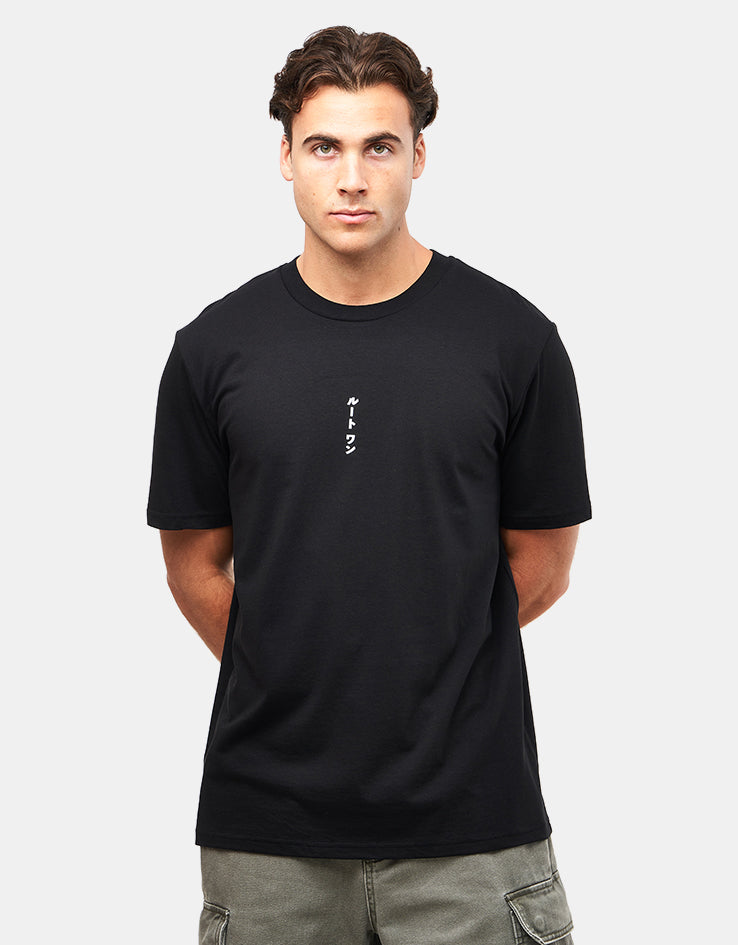 Route One Katakana Organic T-Shirt - Black