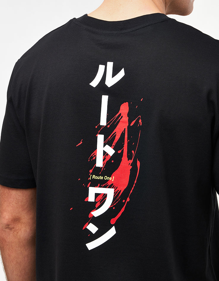 Route One Katakana Organic T-Shirt - Black