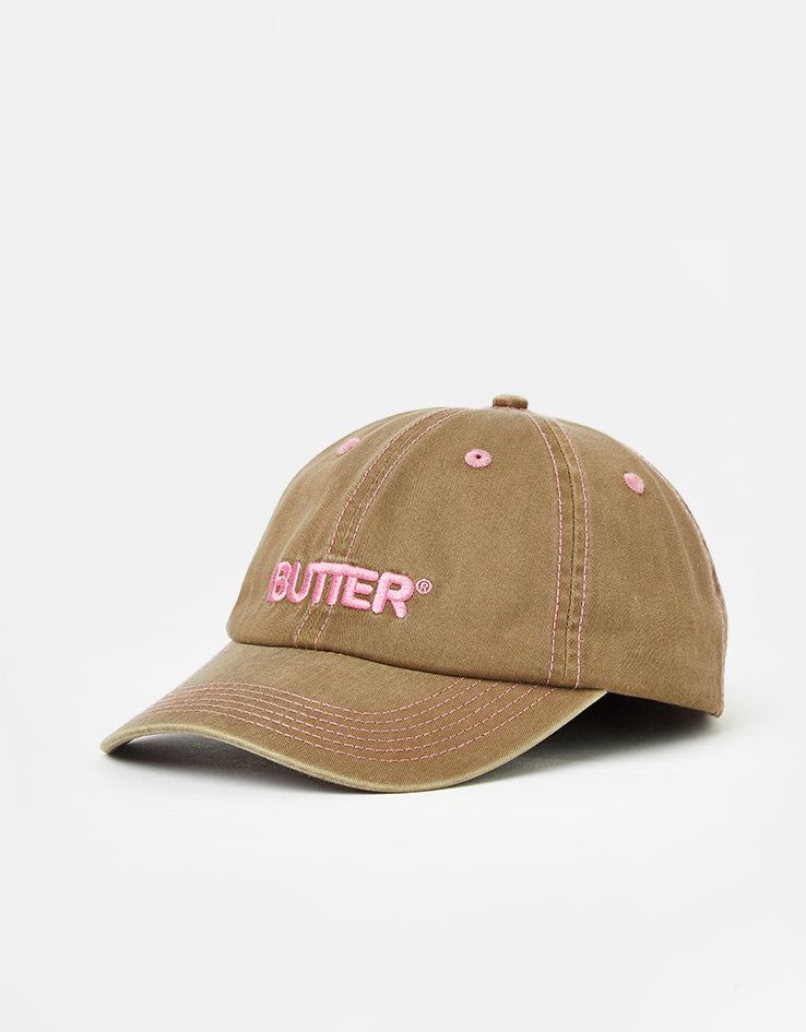 Butter Goods Rounded Logo 6 Panel Cap - Washed Brown