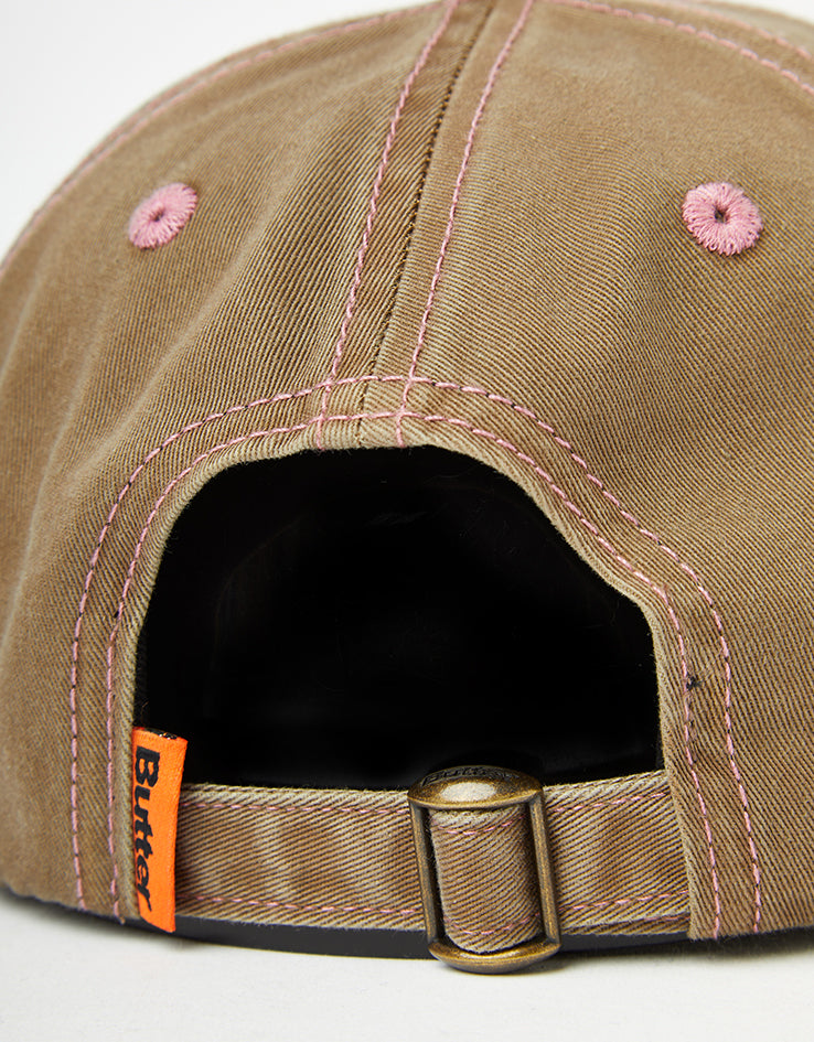 Butter Goods Rounded Logo 6 Panel Cap - Washed Brown