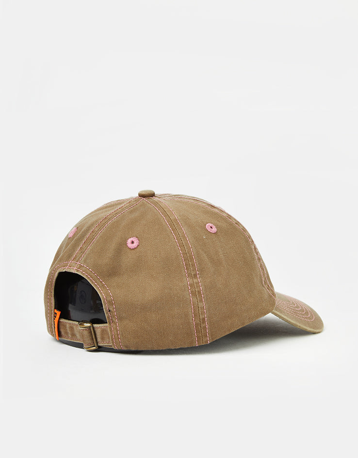 Butter Goods Rounded Logo 6 Panel Cap - Washed Brown