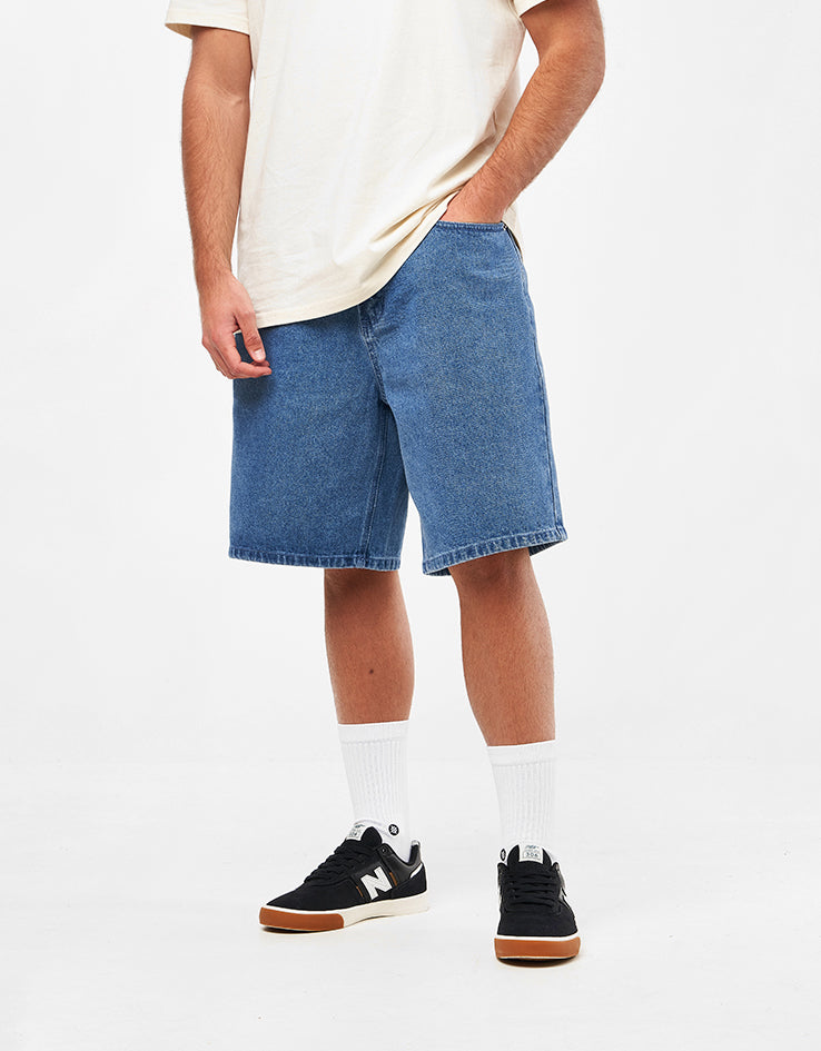 Obey Bigwig Baggy Denim Shorts - Light Indigo