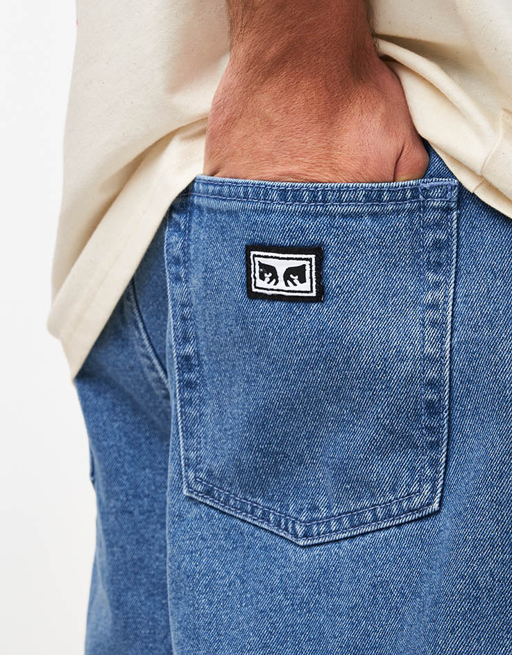 Obey Bigwig Baggy Denim Shorts - Light Indigo