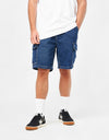 Obey Bigwig Baggy Denim Cargo Shorts - Stone Wash Indigo