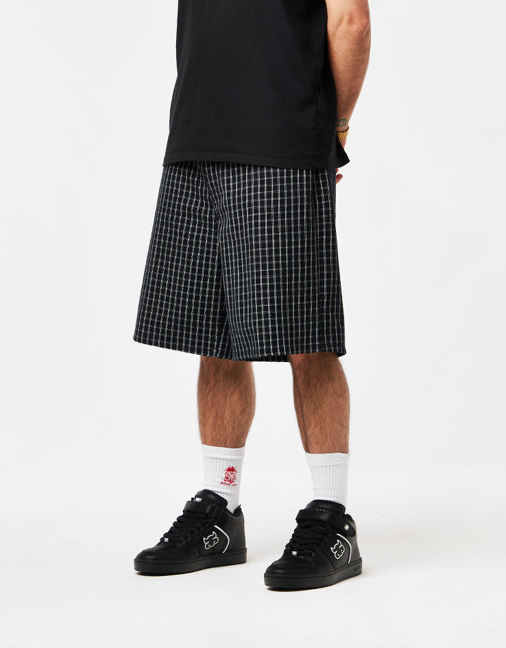 Obey Plaid Baggy Denim Shorts - Black Multi