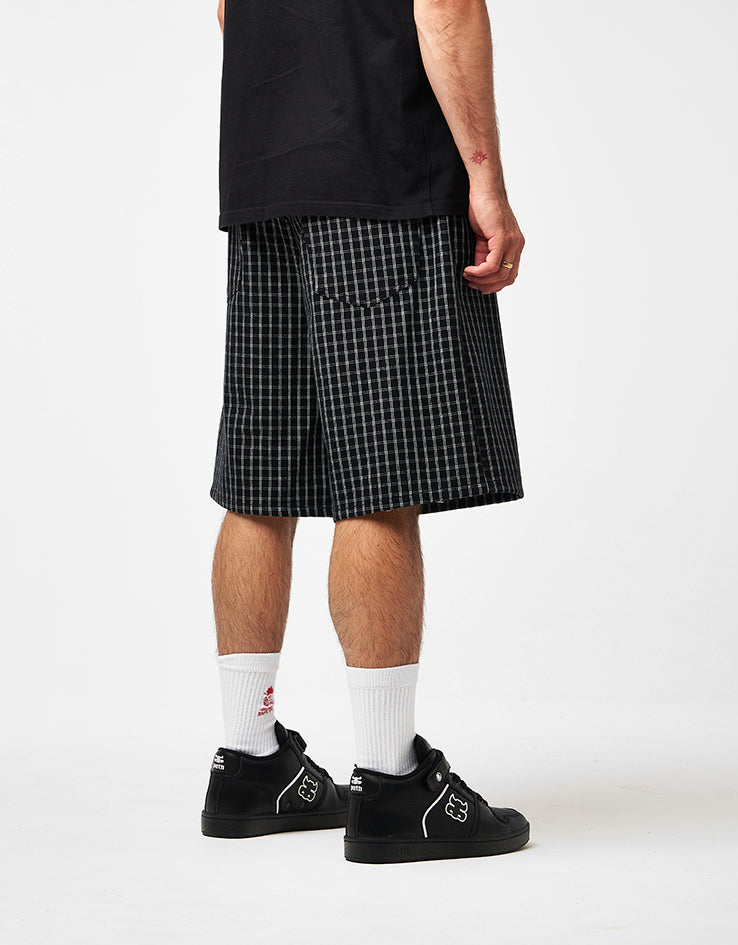Obey Plaid Baggy Denim Shorts - Black Multi