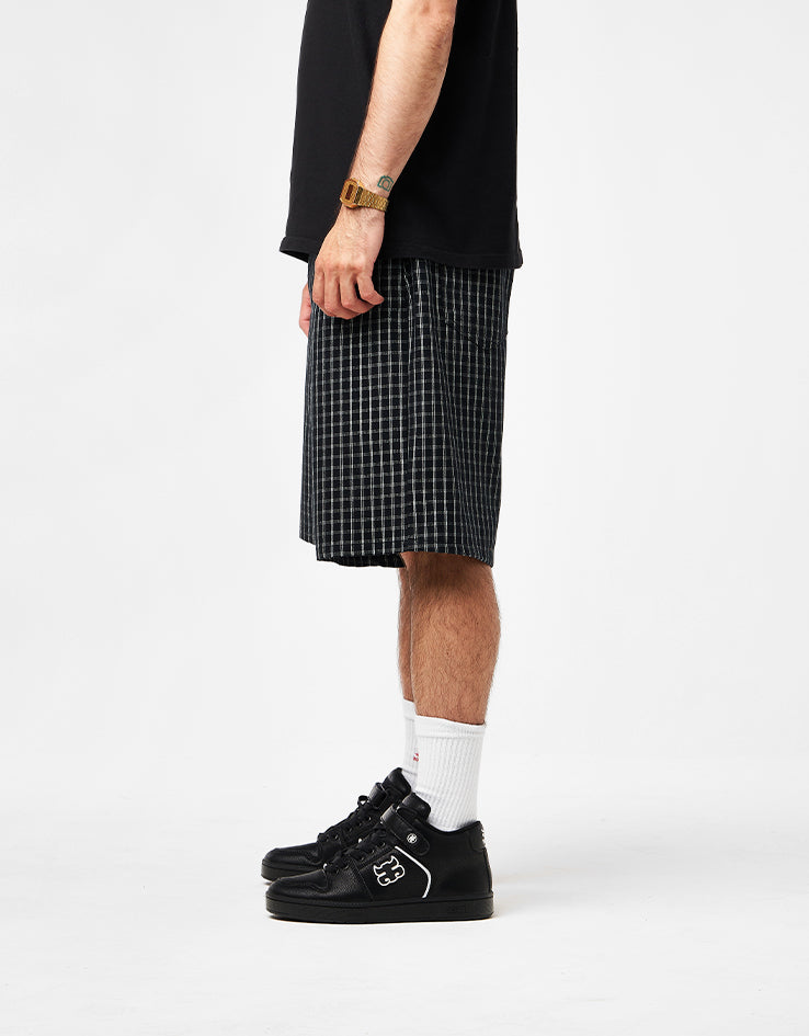 Obey Plaid Baggy Denim Shorts - Black Multi