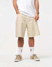 Obey Plaid Baggy Denim Shorts - Pelican Multi