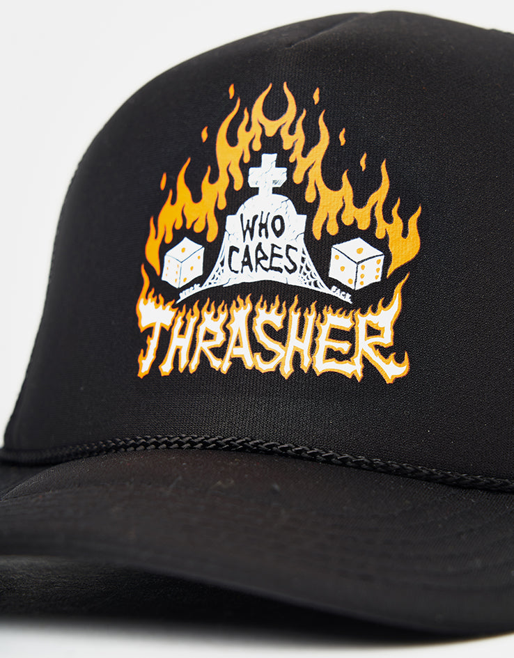 Thrasher x Neckface Who Cares Trucker Cap - Black