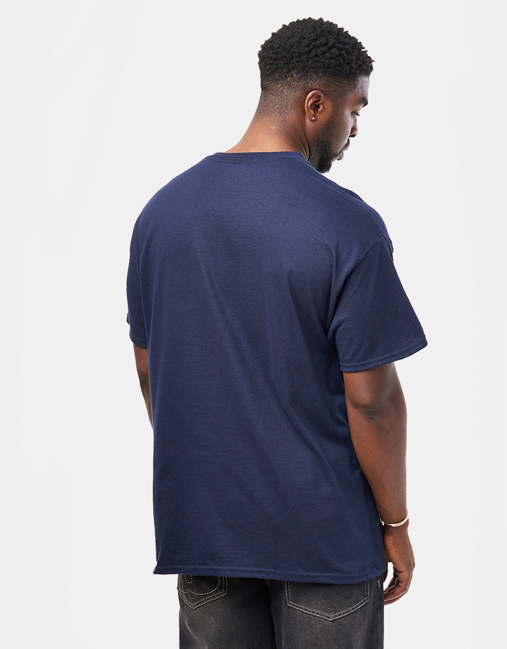 Thrasher Who Cares by Neckface T-Shirt - Navy