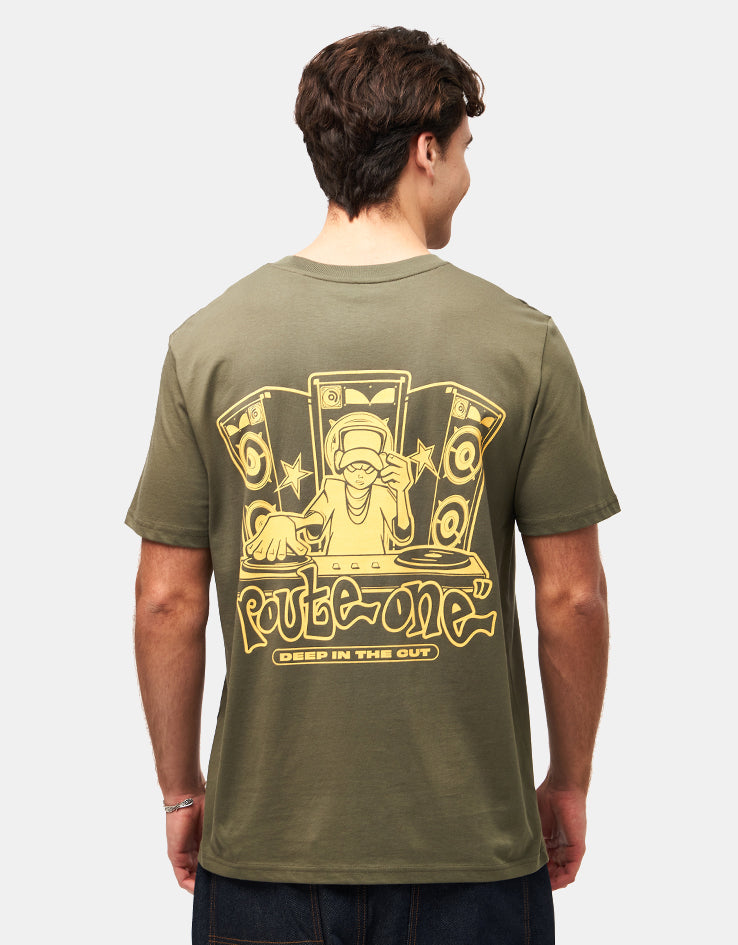Route One Deep In The Cut Organic T-Shirt - Khaki