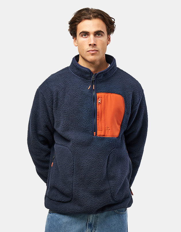Route One Alpine Half Zip Fleece - Navy/Orange