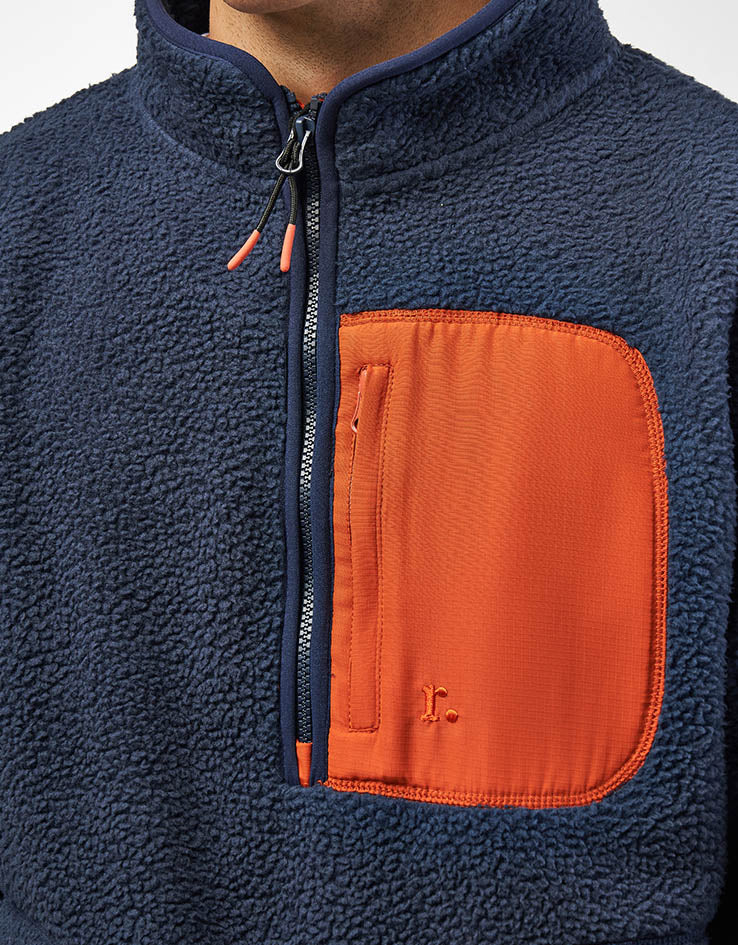 Route One Alpine Half Zip Fleece - Navy/Orange
