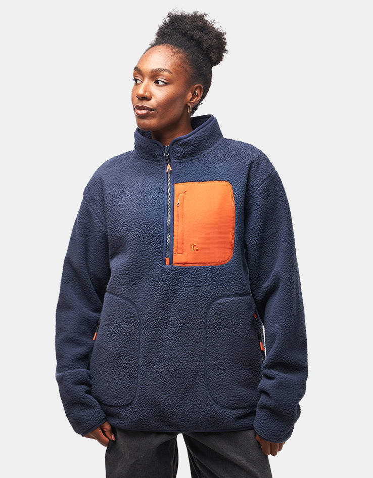 Route One Alpine Half Zip Fleece - Navy/Orange