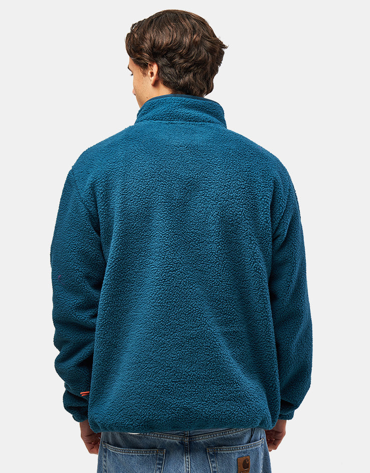 Route One Alpine Half Zip Fleece - Dark Teal/Purple