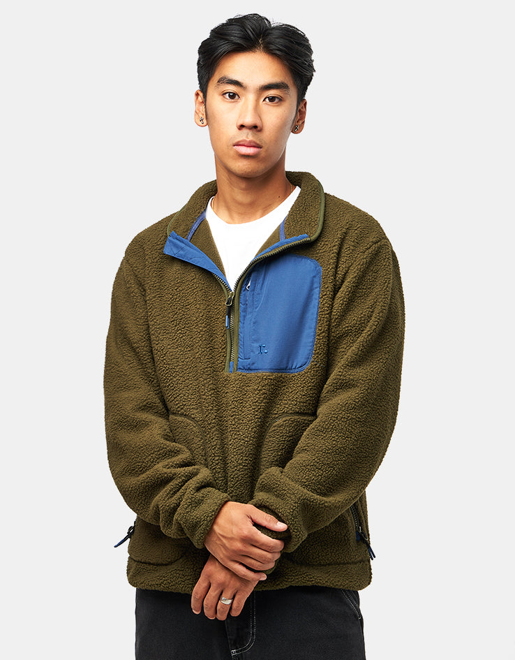 Route One Alpine Half Zip Fleece - Olive/Navy