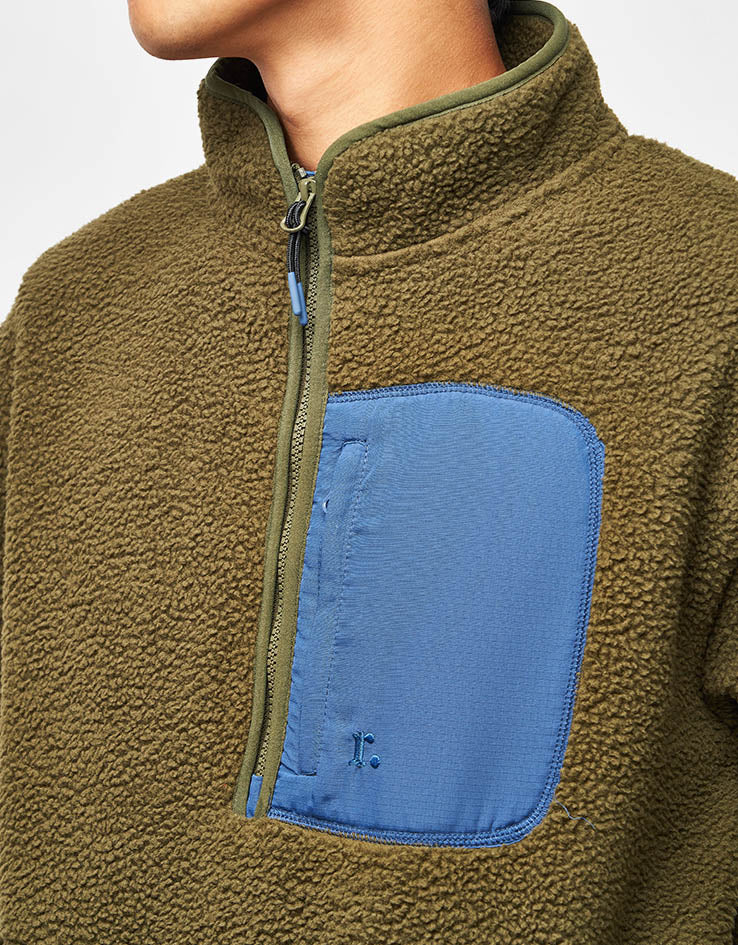 Route One Alpine Half Zip Fleece - Olive/Navy
