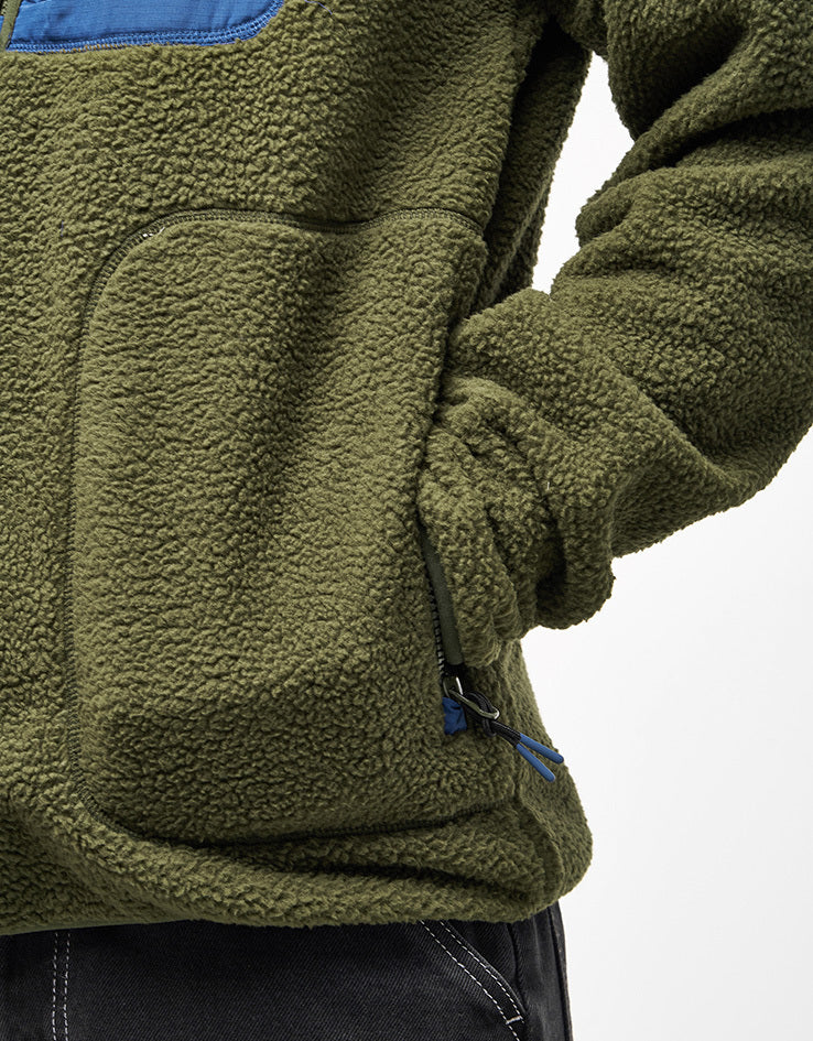 Route One Alpine Half Zip Fleece - Olive/Blue