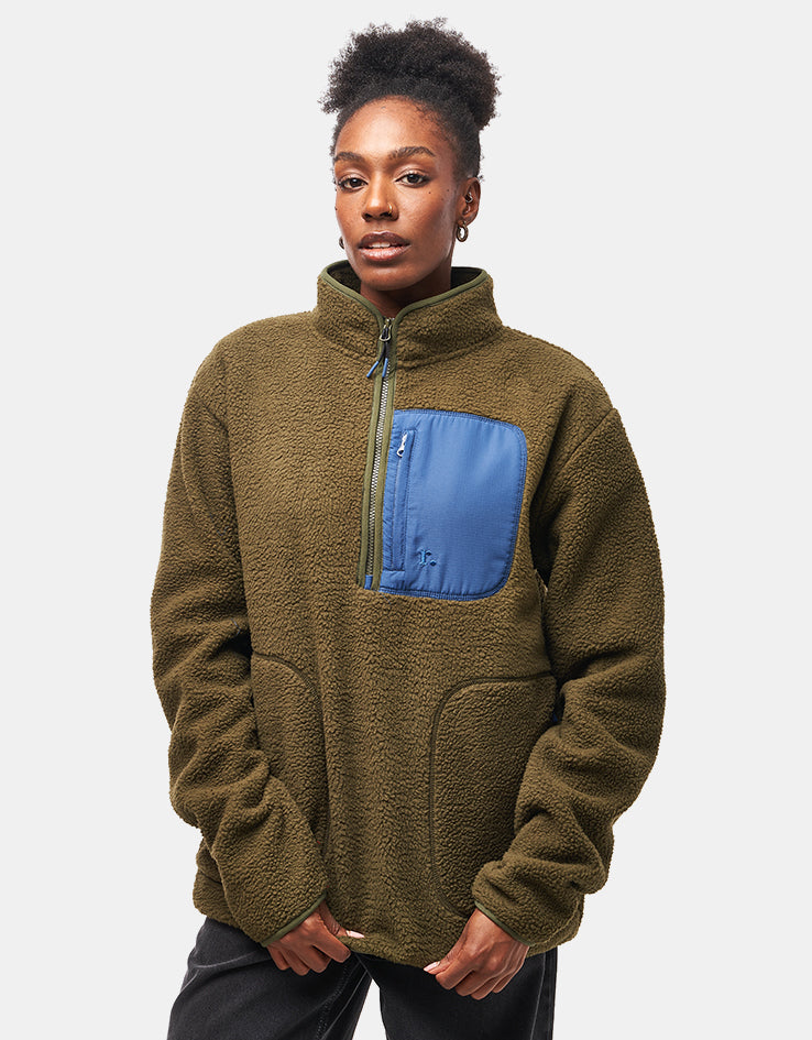 Route One Alpine Half Zip Fleece - Olive/Navy