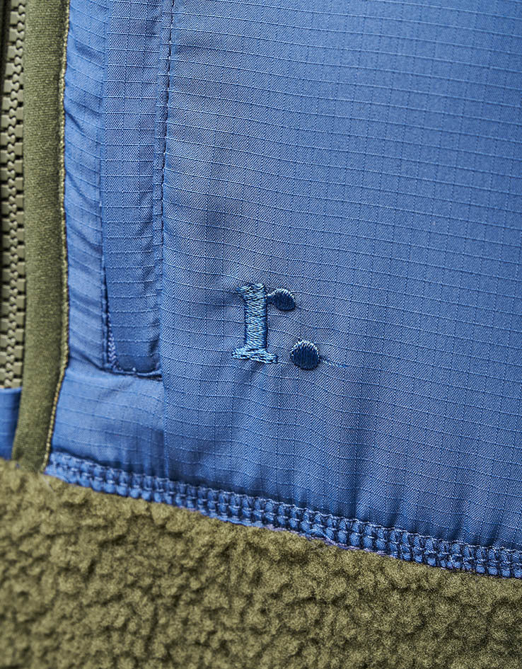 Route One Alpine Half Zip Fleece - Olive/Blue