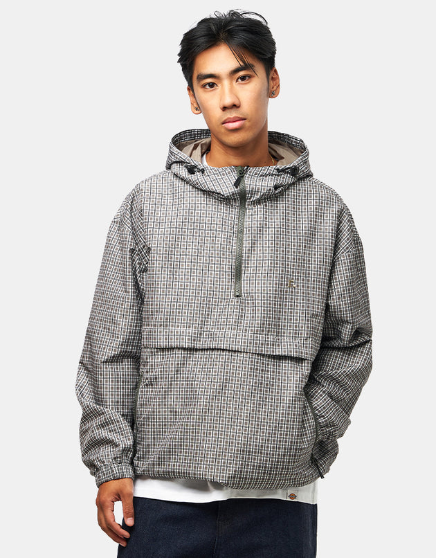 Route One Pullover Anorak - Olive (Checked)