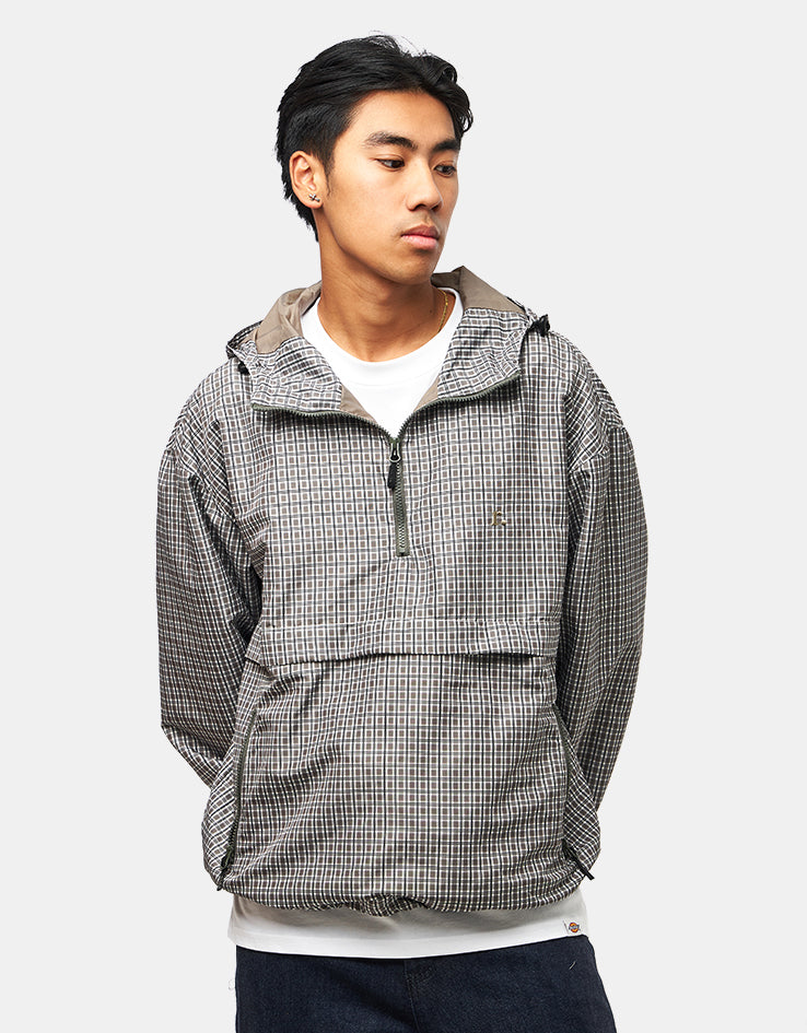 Route One Pullover Anorak - Olive (Checked)