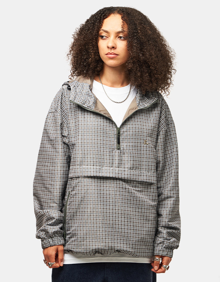 Route One Pullover Anorak - Olive (Checked)