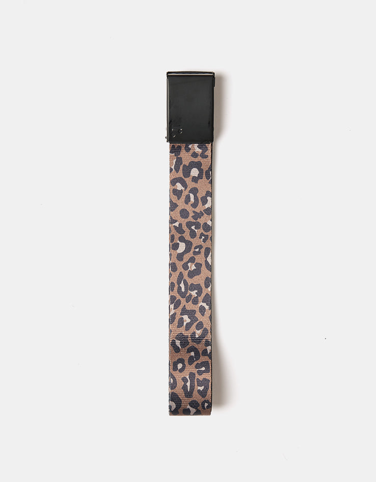 Route One Leopard Web Belt - Brown