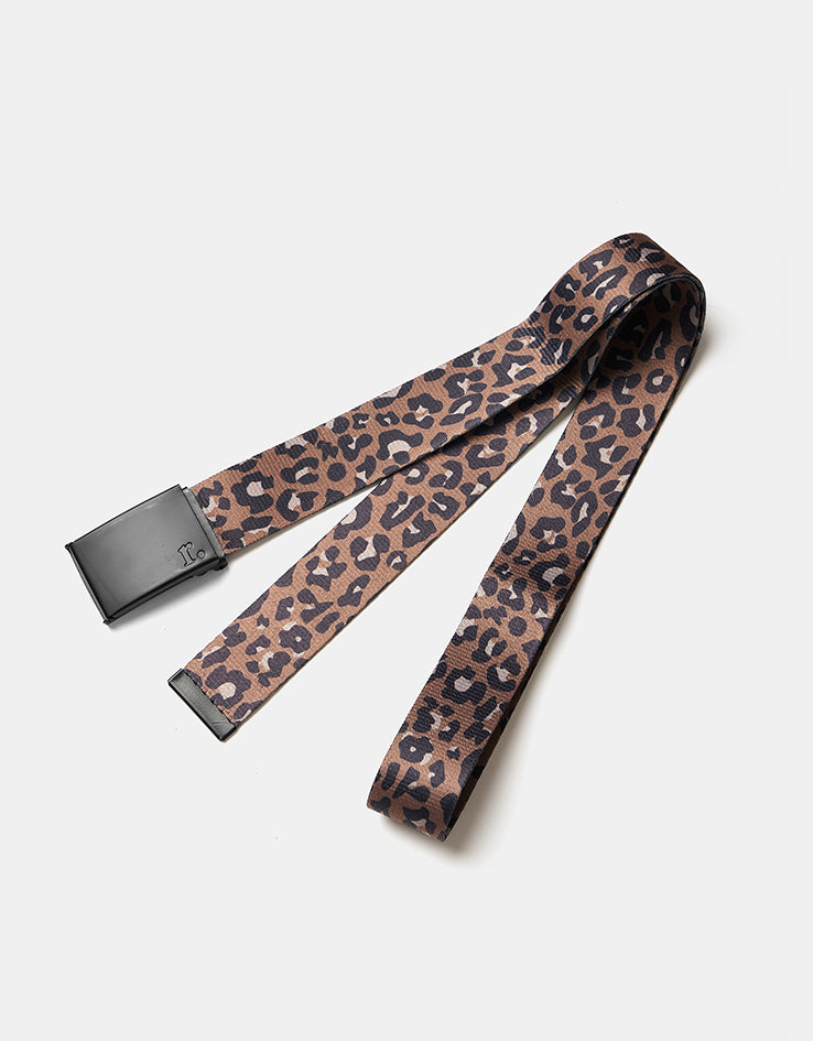 Route One Leopard Web Belt - Brown