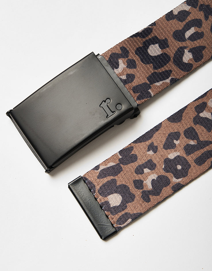 Route One Leopard Web Belt - Brown