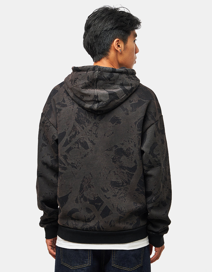 Route One Heavyweight Zip Hoodie (400gsm) - Tree Camo (Black)