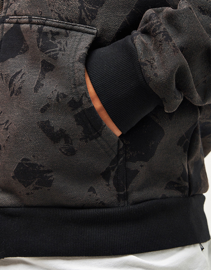 Route One Heavyweight Zip Hoodie (400gsm) - Tree Camo (Black)