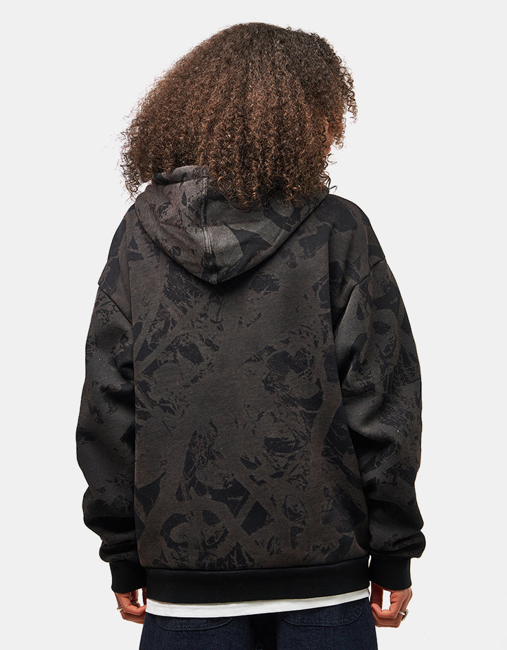 Route One Heavyweight Zip Hoodie (400gsm) - Tree Camo (Black)