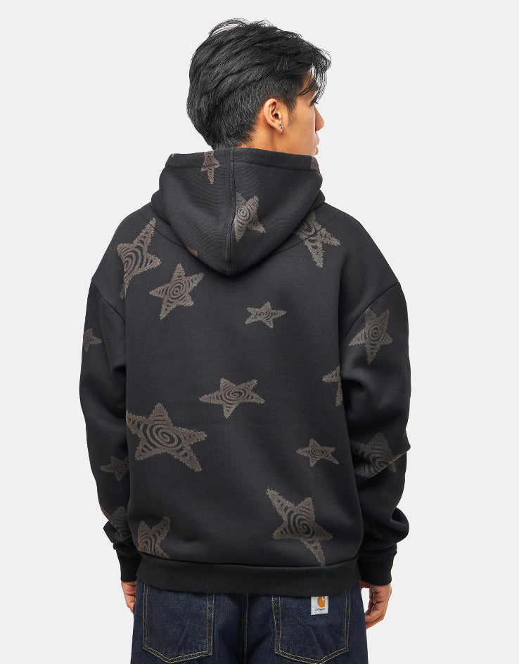 Route One Heavyweight Zip Hoodie (400gsm) - Stars (Black)