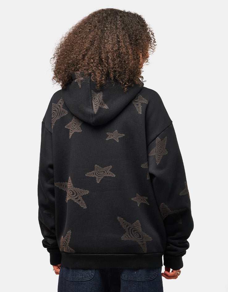 Route One Heavyweight Zip Hoodie (400gsm) - Stars (Black)