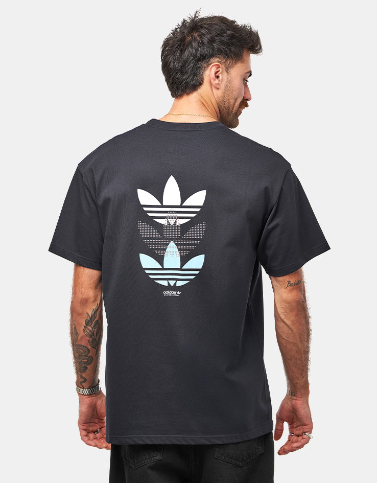 adidas Triple Trefoil T-Shirt - Black/Preloved Blue