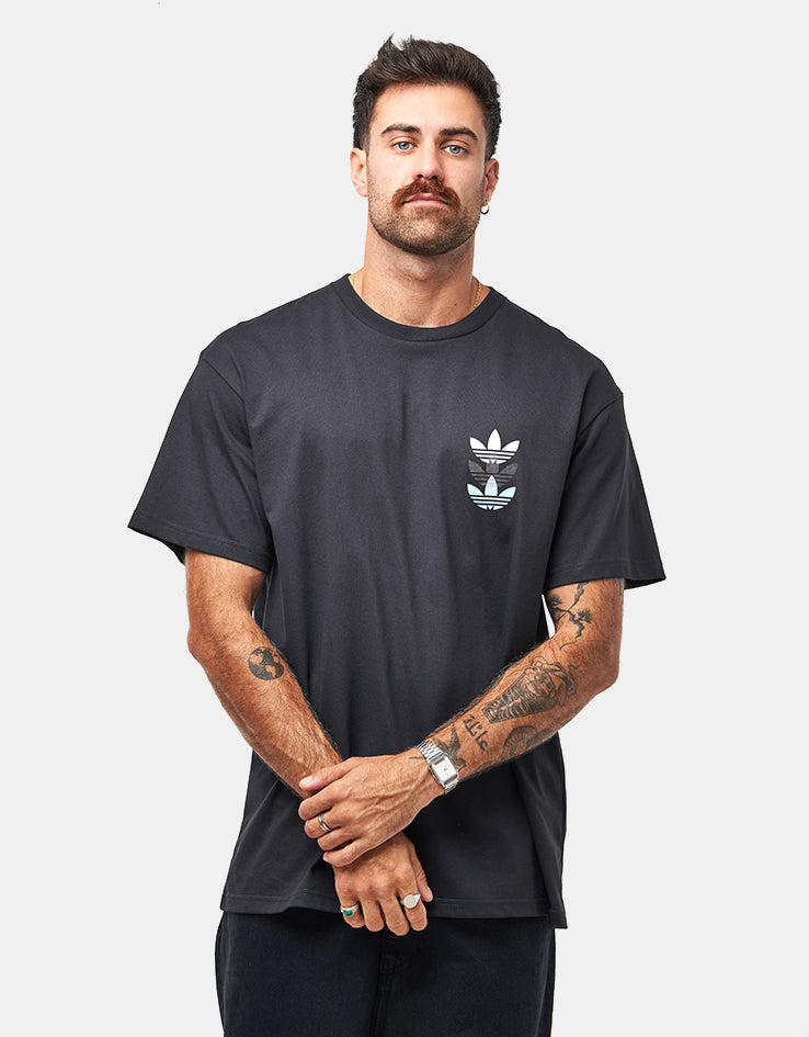 adidas Triple Trefoil T-Shirt - Black/Preloved Blue